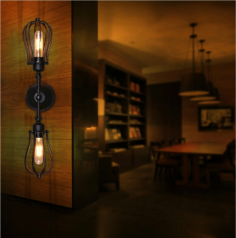 Loft rustic iron lighting sconce warehouse light