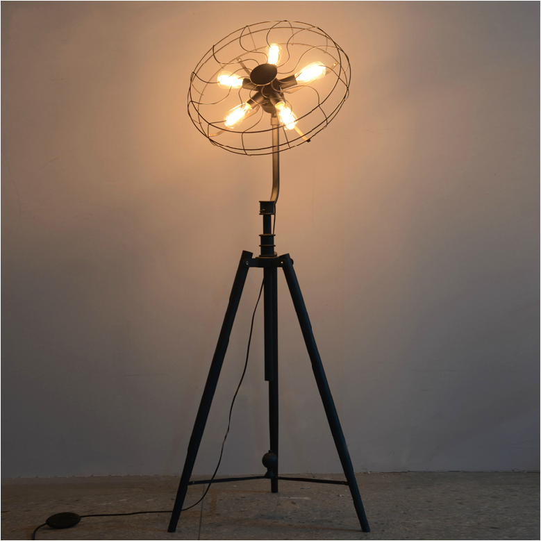Industrial vintage rustic loft style fan shape floor lamp