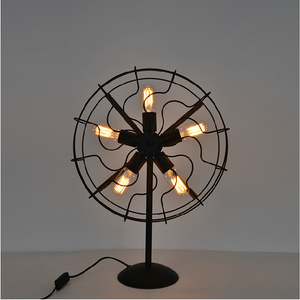Cool Industrial retro style fan shape bedside table lamp