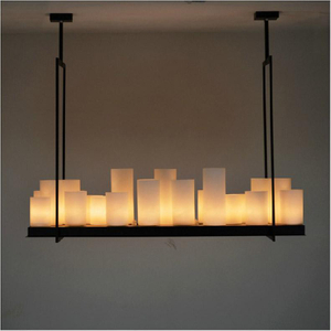 European style Rectangle modern candle decorative modern chandelier, Iron white glass candle Chandelier
