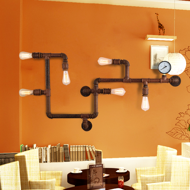 Loft American rustic style wrought iron vintage industrial decorative wall lamp With Edison Bulb