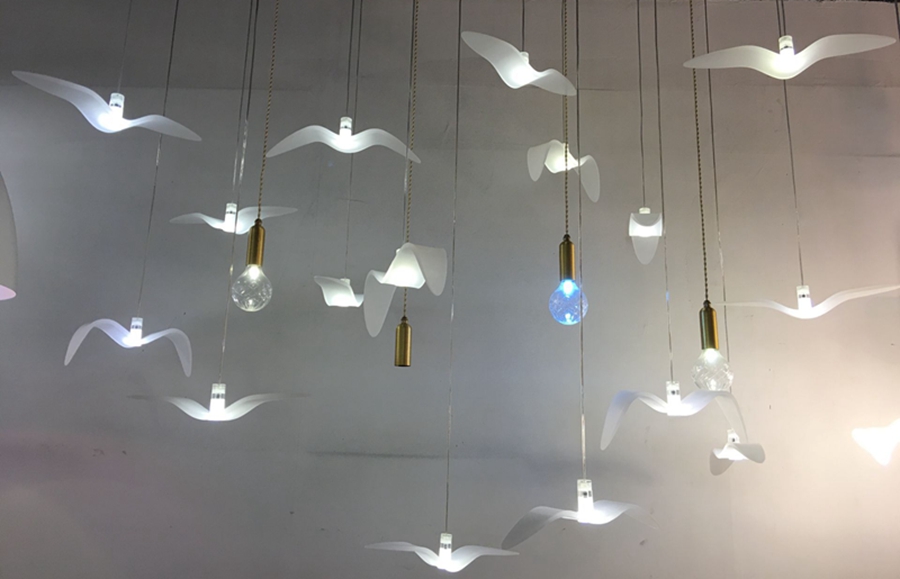 Acrylic Bird Pendant Light Ceiling Lamp Chandelier Bedroom LED Lighting Fixtures 