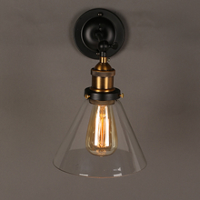 Indoor Wall Mounted Glass Lighting Filament clear funnel sconce