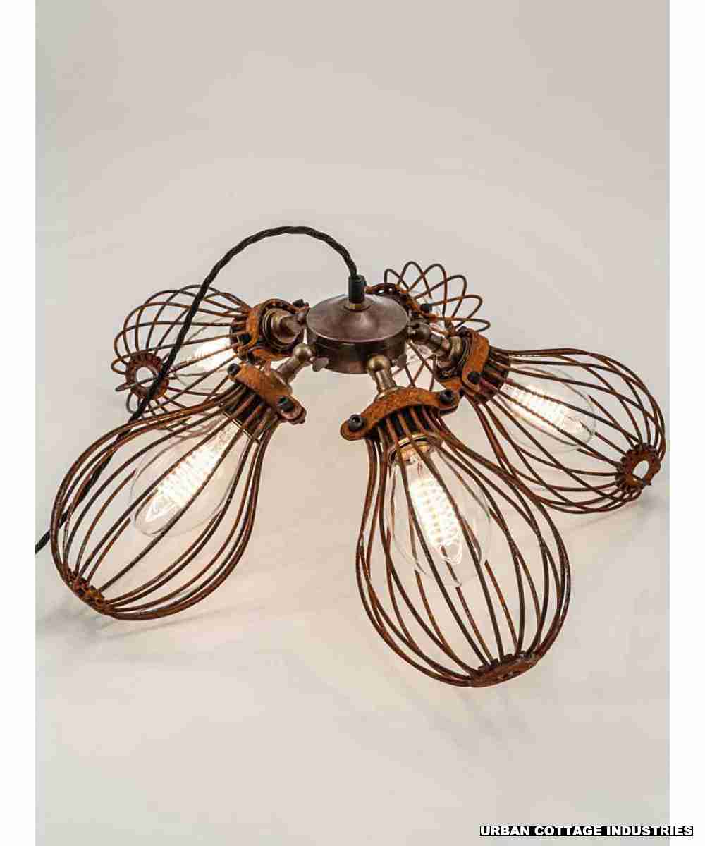 Vintage Iron 4 Bulbs Hanging Lamp for Restaurant Decoration 